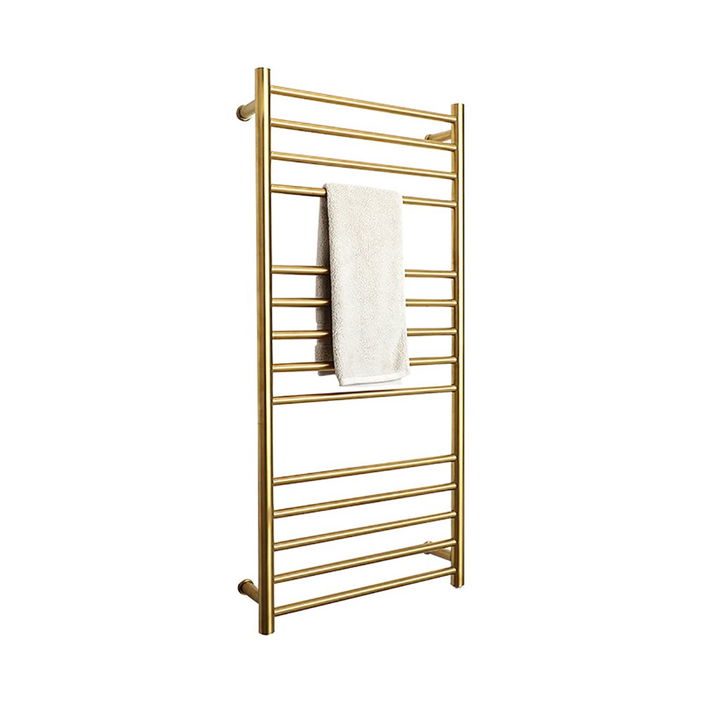 BRFCUOEW Towel Warmer, Wall Mounted Electric Heated Towel Rack 304 Stainless Steel 162W Towel Warmer Rack 14 Bars Heated Towel Rack for Bathroom (Gold Plug in)