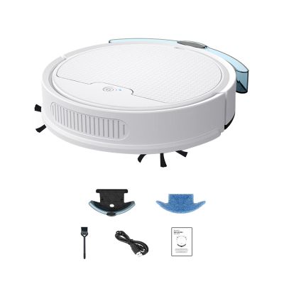 3 In-1 Automatic Water Tank Sweeping Robot Clean Household Machine Intelligent-Technology Suck Drag Vacuum Cleaner Household Cleaning Appliance Lightweight Car Vacuum Small Desk Dust Collector, White