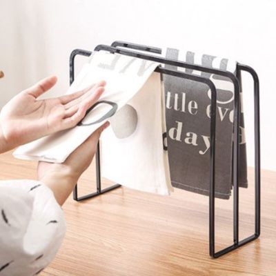 BHFFTHK Kitchen Countertop Dishcloth Drying Rack,Iron 3 Arms Standing Dish Rag Dishcloth Holder Hand Towel Stand Rack Small Hand Towel Drying Rack for Utility Room, Kitchen, Bathroom Sink(Black)