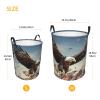 Laundry Basket Waterproof Laundry Hamper for Bathroom An eagle flies over Laundry Baskets Circular Storage Basket with Handles Lightweight Dirty Clothes Hamper for Bedroom Dorm view 2