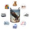 Laundry Basket Waterproof Laundry Hamper for Bathroom An eagle flies over Laundry Baskets Circular Storage Basket with Handles Lightweight Dirty Clothes Hamper for Bedroom Dorm view 4