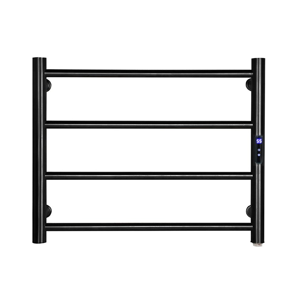MUSUMI Towel Warmer,Wall Mounted Electric Heated Towel Rack with Timer, 4 Bars Heated Towel Rack 304 Stainless Steel 88W Towel Warmer Rack (Plug in)