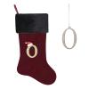 Yehnois 20 Inches Letter Embroidered Christmas Stocking,Personalized Burgundy Velvet Christmas Stocking,Holiday Season Decor and Xmas GiftO view 1