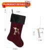 Yehnois 20 Inches Letter Embroidered Christmas Stocking,Personalized Burgundy Velvet Christmas Stocking,Holiday Season Decor and Xmas GiftO view 2