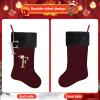 Yehnois 20 Inches Letter Embroidered Christmas Stocking,Personalized Burgundy Velvet Christmas Stocking,Holiday Season Decor and Xmas GiftO view 3