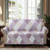 Brilliant Sunshine Lilac and Beige Rose Patchwork Couch Cover, Quilted Large Sofa Slipcover, 70" Seat Width, Slip Resistant Furniture Protector, 2" Strap, Washable Couch Cover for Kids, Dogs, Lilac view 1