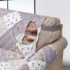 Brilliant Sunshine Lilac and Beige Rose Patchwork Couch Cover, Quilted Large Sofa Slipcover, 70" Seat Width, Slip Resistant Furniture Protector, 2" Strap, Washable Couch Cover for Kids, Dogs, Lilac view 4