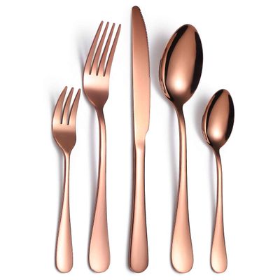 GOODJAYVEN Silverware Flatware Set, 5/20/30/40/50/60 Pieces Stainless Steel Cutlery Set Home Creative Golden Steak Knife, Fork, Spoon, Coffee Spoon (Color : Rose Gold, Size : 8Set-40Pcs)