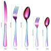 GOODJAYVEN Silverware Flatware Set, 5/20/30/40/50/60 Pieces Stainless Steel Cutlery Set Home Creative Golden Steak Knife, Fork, Spoon, Coffee Spoon (Color : Rose Gold, Size : 8Set-40Pcs) view 2