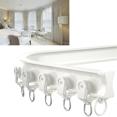 Aluminum Curtain Track, Curtain Tracks Ceiling Mounted Heavy-Duty Curtains Rails Room Divider Curtain Track, Curtain Rods, for Windows, Cabinet Closet, Bathroom Shower Curtain ( Color : White , Size :