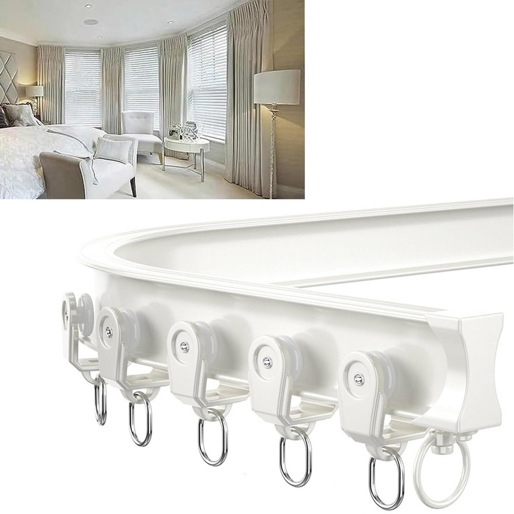 Aluminum Curtain Track, Curtain Tracks Ceiling Mounted Heavy-Duty Curtains Rails Room Divider Curtain Track, Curtain Rods, for Windows, Cabinet Closet, Bathroom Shower Curtain ( Color : White , Size :