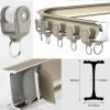 Aluminum Curtain Track, Curtain Tracks Ceiling Mounted Heavy-Duty Curtains Rails Room Divider Curtain Track, Curtain Rods, for Windows, Cabinet Closet, Bathroom Shower Curtain ( Color : White , Size : view 4