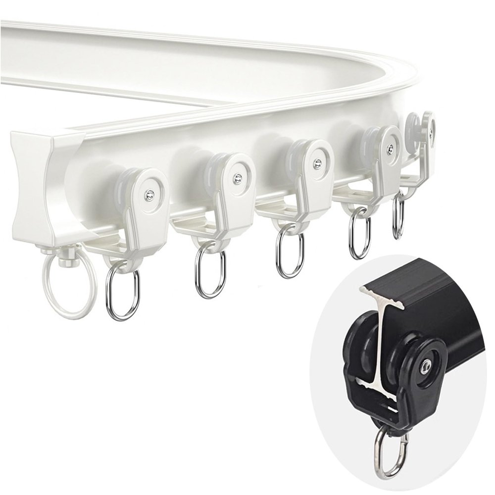 Curtain Track Ceiling Mount, Ceiling Track Room Divider, Curtain Rod, Windows and Room Divider Ceiling Track Set, for Windows, Cabinet Closet, Bathroom Shower Curtain ( Color : White , Size : 1m/3ft )