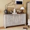 60" Farmhouse Kitchen Buffet Cabinet, Freestanding Sideboard Buffet Server Cabinet with Adjustable Shelves Accent Console Table for Hallway, Living Room, Kitchen, Dining Room, Natural Wood Wash view 1