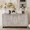 60" Farmhouse Kitchen Buffet Cabinet, Freestanding Sideboard Buffet Server Cabinet with Adjustable Shelves Accent Console Table for Hallway, Living Room, Kitchen, Dining Room, Natural Wood Wash view 3
