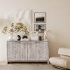 60" Farmhouse Kitchen Buffet Cabinet, Freestanding Sideboard Buffet Server Cabinet with Adjustable Shelves Accent Console Table for Hallway, Living Room, Kitchen, Dining Room, Natural Wood Wash view 4