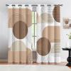 ZOKUTA Bohemian Brown Circle Blackout Curtains, Medieval Abstract Arched Striped Design Window Curtain Set of 2 Panels, Thermal Insulated Grommet Drapes, for Bedroom Living Room (52" W x 63" L) x 2 view 1
