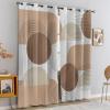 ZOKUTA Bohemian Brown Circle Blackout Curtains, Medieval Abstract Arched Striped Design Window Curtain Set of 2 Panels, Thermal Insulated Grommet Drapes, for Bedroom Living Room (52" W x 63" L) x 2 view 2
