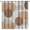 ZOKUTA Bohemian Brown Circle Blackout Curtains, Medieval Abstract Arched Striped Design Window Curtain Set of 2 Panels, Thermal Insulated Grommet Drapes, for Bedroom Living Room (52" W x 63" L) x 2 view 3