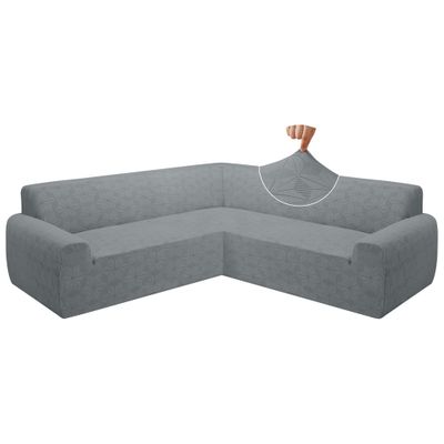 ALIECOM Extra Soft Corner Sectional Sofa Covers L Shaped Couch Cover Sectional Slipcovers with Non Slip Foams Jacquard Stretch U Shape Furniture Protector for Pets Dogs (Light Grey Star, X-Large)