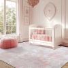 RELEANY Washable Area Rugs 8'x10' Non-Slip Modern Abstract Soft for Living Room Entryway Bedroom Nursery, Print Pattern, Grey Pink view 2