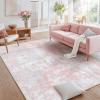 RELEANY Washable Area Rugs 8'x10' Non-Slip Modern Abstract Soft for Living Room Entryway Bedroom Nursery, Print Pattern, Grey Pink view 4