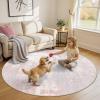 RELEANY Washable Area Rugs 6ft Non-Slip Modern Abstract Soft for Living Room Entryway Bedroom Nursery, Print Pattern, Grey Pink view 2
