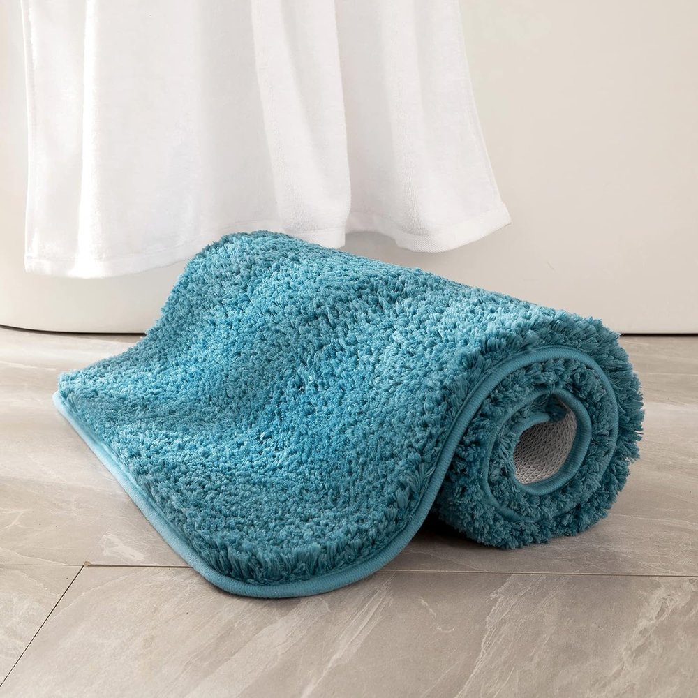 MIULEE Teal Bathroom Runner Rugs, Soft Absorbent Microfiber Long Bath Rugs Non Slip Quick Dry Fluffy Bath Mats for Bathroom Floor, Machine Washable, 24x40 Inch