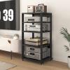 AErosx 5 Tier Media Storage Cabinet, Audio Video Media Stand Cabinet with Height Adjustable Shelves, Modern AV Cabinet, Storage for Entertainment Stereo Component, Modern TV Cabinet(55x50x110cm) view 1