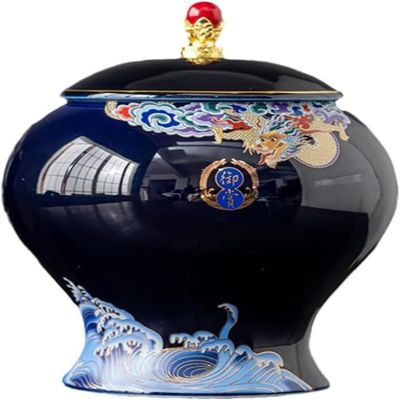ceramic vase Ceramic Ginger Jar With Lid,Traditional Decorative Tea Porcelain Jars Temple Jar With Lids, Flower Vases Storage Jar(Size:Small,Color:A)