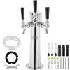 VEVOR Triple Taps Draft Beer Tower Dispenser, Stainless Steel Keg Beer Tower, Kegerator Tower Kit with Pre-Assembled Tubing and Self-Closing Faucet Shanks for Party, Bar, Pub, Restaurant view 1