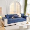 vctops Soft Velvet Sofa Cover Farmhouse Floral Quilted Sectional Couch Covers Non Slip Washable Couch Cover Sofa Slipcover for Dogs, Children, Pets, 1 Piece/Not All Set (Dark Blue,27"x27") view 1