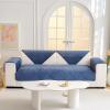 vctops Soft Velvet Sofa Cover Farmhouse Floral Quilted Sectional Couch Covers Non Slip Washable Couch Cover Sofa Slipcover for Dogs, Children, Pets, 1 Piece/Not All Set (Dark Blue,27"x27") view 2