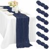 6 Pcs 10FT Navy Blue Cheesecloth Table Runner Gauze Fabric 35 x 120 Inches Long Boho Cheese Cloth Table Runner Rustic Semi Sheer Runner for Wedding Birthday Bridal Shower Party (Navy Blue) view 1