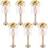 Amylove 6 Pcs Wedding Centerpieces Tall Vases - 21.7 Inch Gold Crystal Geometric Flower Stand, Elegant Table Decor for Wedding Reception, Party, Banquet, Hotel Decorations (21.7 Inch,Crystal) view 1