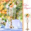 Amylove 6 Pcs Wedding Centerpieces Tall Vases - 21.7 Inch Gold Crystal Geometric Flower Stand, Elegant Table Decor for Wedding Reception, Party, Banquet, Hotel Decorations (21.7 Inch,Crystal) view 3