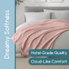 Full/Queen Size 100% Cotton Blanket | Super Soft Breathable Lightweight Throw Blanket | All-Season Knit Blanket | Versatile Hotel Luxury | Easy Care Full Size Cotton Blanket | Oeko-Tex Blanket | Pink view 2