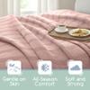 Full/Queen Size 100% Cotton Blanket | Super Soft Breathable Lightweight Throw Blanket | All-Season Knit Blanket | Versatile Hotel Luxury | Easy Care Full Size Cotton Blanket | Oeko-Tex Blanket | Pink view 3