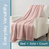 Full/Queen Size 100% Cotton Blanket | Super Soft Breathable Lightweight Throw Blanket | All-Season Knit Blanket | Versatile Hotel Luxury | Easy Care Full Size Cotton Blanket | Oeko-Tex Blanket | Pink view 4