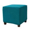 Daunkang Ottoman Cover Square Jacquard Ottoman Slipcover Storage Ottoman Protector Cover for Footrest Foot Stool Stretch with Elastic Bottom Medium Peacock Blue view 1