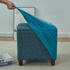 Daunkang Ottoman Cover Square Jacquard Ottoman Slipcover Storage Ottoman Protector Cover for Footrest Foot Stool Stretch with Elastic Bottom Medium Peacock Blue view 2