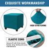 Daunkang Ottoman Cover Square Jacquard Ottoman Slipcover Storage Ottoman Protector Cover for Footrest Foot Stool Stretch with Elastic Bottom Medium Peacock Blue view 4