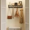 BAMEOS Wall Hooks with Shelf 35 Inch Length Entryway Hanging Shelf Wood Coat Hooks Wall-Mounted Coat Hook Rack with 7 Dual Hooks for Bathroom, Living Room, Bedroom (Black) view 4