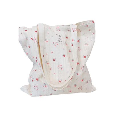 Kehpish Cotton Canvas Tote Bag Reusable Soft Grocery Cloth Bag Floral Shoulder Bag for Beach Travel Shopping
