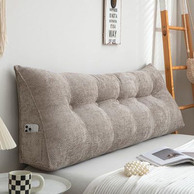 BIRJXVTO Headboard Wedge Pillow Headboard Bed Rest Bolster Triangular Pillow for Sitting in Bed-Backrest Positioning Support Pillow for Daybed,Brown,60x50x20cm