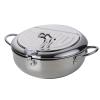 Xgxoz Deep Fryer Pot Japanese Stainless Steel Tempura Small Deep Fryer Frying Pot with Thermometer Lid and Oil Drip Drainer Rack for French Fries Shrimp Chicken Wings,Stainless Steel view 1
