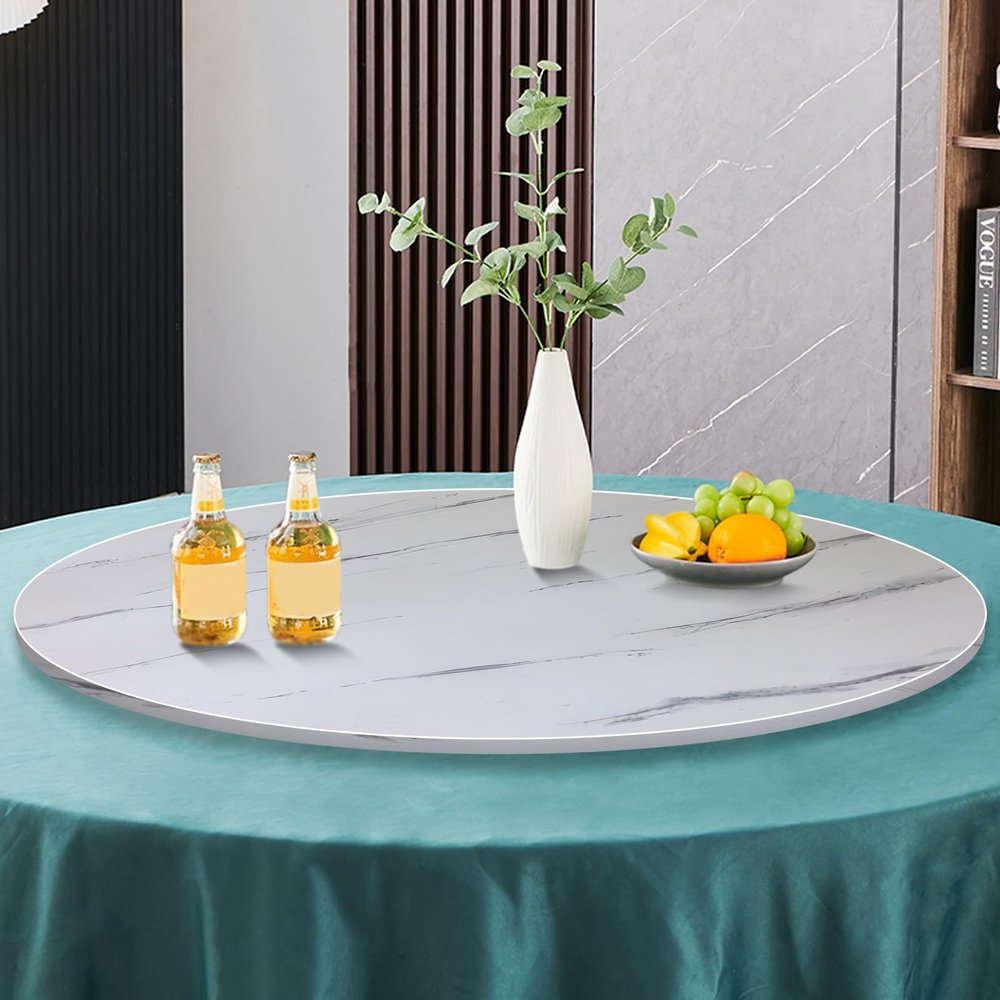 ESOYAWE Lazy Susan Wooden Turntable for Dining Table, 20 24 28 32 36 39 Inch Tabletop Round Rotating Serving Tray, No Need to Install Easy to Share Food Rotating Serving Plate