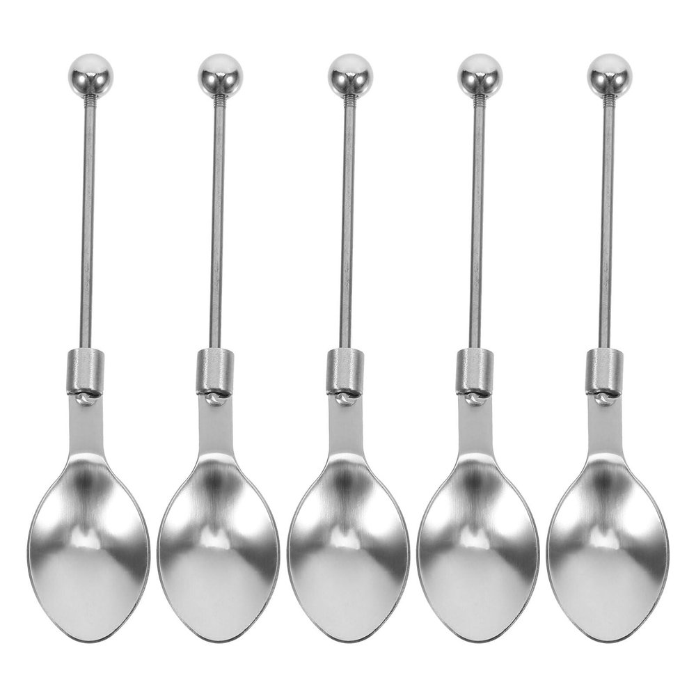 Garneck 5 Pcs Stainless Steel Beadable Tea Spoons Set Beaded Dessert and Sugar Spoons for Diy Crafting and Party Favors 5 Inch Teaspoon Flatware