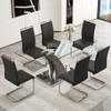 LUFTUT Glass Dining Table Set for 6,71" Dining Table for 6 with Chairs,Modern Kitchen Table with Tempered Glass Top and DIY Arrangement Legs,Dining Room Table Set Ideal for Living Room view 1