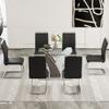 LUFTUT Glass Dining Table Set for 6,71" Dining Table for 6 with Chairs,Modern Kitchen Table with Tempered Glass Top and DIY Arrangement Legs,Dining Room Table Set Ideal for Living Room view 2